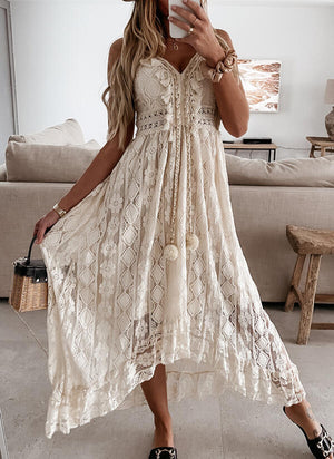 Boho Maxi Sundress White Lace